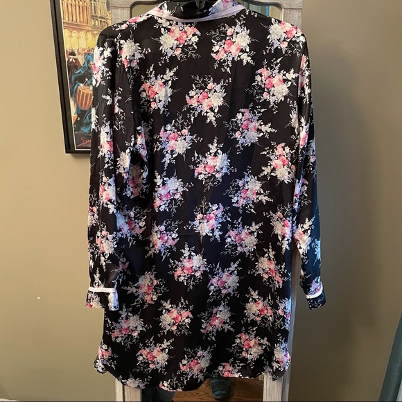 In Bloom Long Sleeve Satin Button Down Sleep Dress - Picture 5 of 5